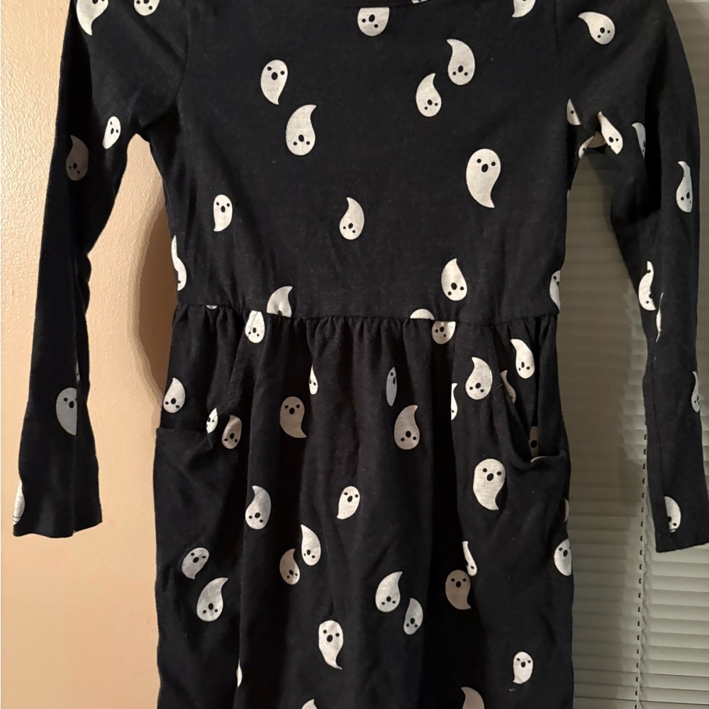 Cat & Jack Black Ghost Print Kids Casual Dress